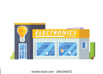 Small stores and shops building. Flat design concept illustration.