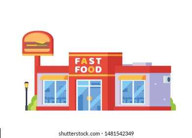 Small stores and shops building. Flat design concept illustration.