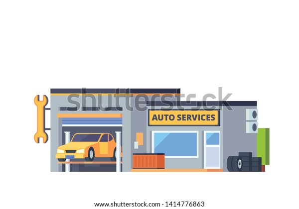 Small stores and shops building Flat design\
concept illustration.