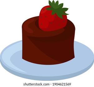 Pequeña ilustración vectorial de tarta de fresa en un fondo blanco.
