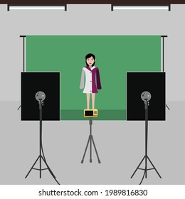 Small studio room used for model photography and product photography.