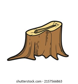 Small stump hollow inside color variation for coloring page isolated on white background