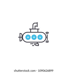 Small submarine vector thin line stroke icon. Small submarine outline illustration, linear sign, symbol concept.