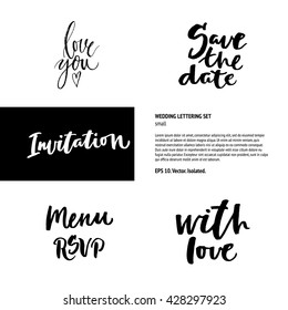 Small summer handdrawn lettering set. Modern calligraphy. Ink illustration. Design for banner, poster, card, invitation, flyer, brochure, t-shirt. Isolated on white background