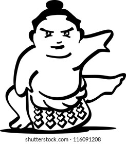 Small sumo wrestler. Vector