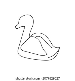 Small swan geometric abstract black linear sketch isolated on white background. Vector illustration, concept for print, logo, label, symbol, card, banner, poster, flyer