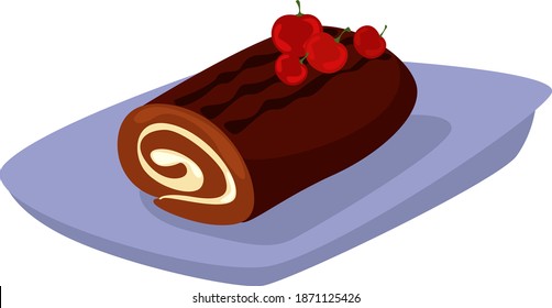 Pequeño rollo dulce, ilustración, vector sobre fondo blanco.