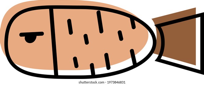 Small swell fish, icon illustration, vector on white background