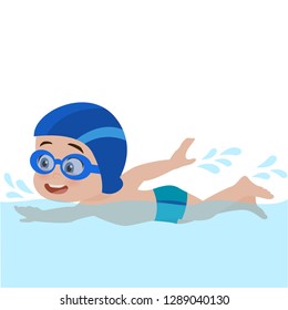 small swimmer boy in pool