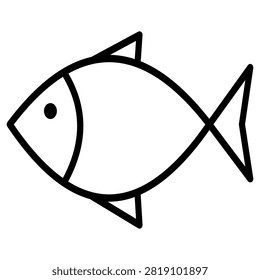 Small swimming fish vector icon with tail fin for marine life aquarium pet and fresh seafood market branding in minimalist line art style