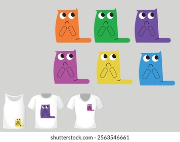 small t shirt sticker cute cat characters vector art suitable for small t shirt printing business