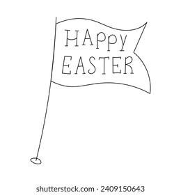 Small table flag in doodle style isolated on white background. vector table flag Happy easter