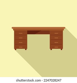Small table icon flat vector. Wood furniture. Modern office