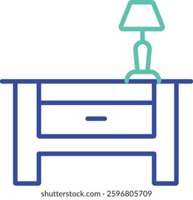 Small Table outline dual color vector illustration icon design