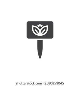 A small tag with a plant vector icon. filled flat sign for mobile concept and web design. Plant Tag glyph icon. Symbol, logo illustration. Vector graphics