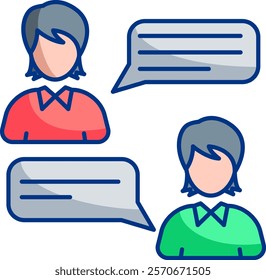 Small talk Icon - Lineal Color Style - Social Anxiety Theme