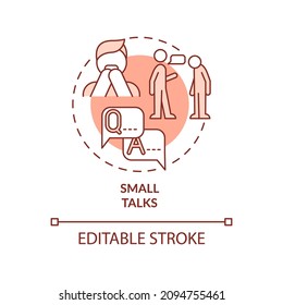 Small Talk Terracotta Concept Icon. Anxiety Mental Disorder Abstract Idea Thin Line Illustration. Isolated Outline Drawing. Editable Stroke. Roboto-Medium, Myriad Pro-Bold Fonts Used