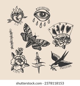 Small tattoo on the white background isolated. Vector