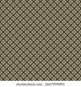 Small taupe and dark brown flower pattern on a khaki green background
