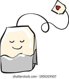 Small tea bag, illustration, vector on a white background.