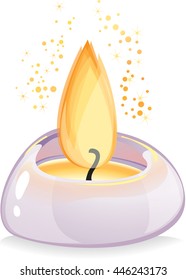 Small tea-light candle in  lavender holder 
This image is an easy to edit vector illustration. Image contains gradients, transparencies, blending modes. EPS 10.