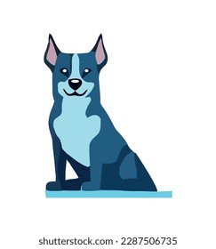 Kleiner Terrier sitzt fröhliche Ikone einzeln