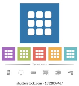 Small thumbnail view mode flat white icons in square backgrounds. 6 bonus icons included.
