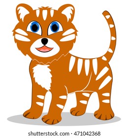 It is a small tiger on a white background