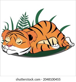 Small Tiger Sleeps On Stomach Tiger Stock Vector (Royalty Free ...