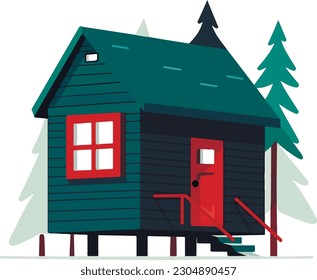 Small tiny house, Paper cut style, simple vector, Flat vector design set, Hand drawn trendy illustration, colored vector, All elements are isolated