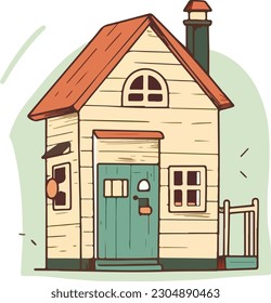 Small tiny house, Paper cut style, simple vector, Flat vector design set, Hand drawn trendy illustration, colored vector, All elements are isolated