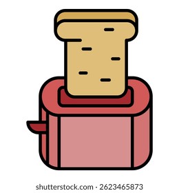Small toaster icon. Outline small toaster vector icon color flat isolated