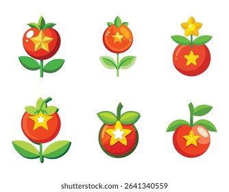 a small tomato flower icon with a star shaped yell