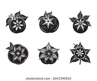 a small tomato flower icon with a star shaped yell