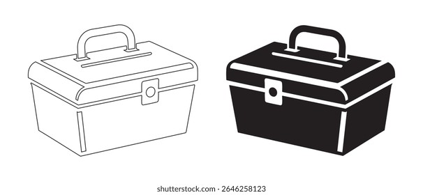 Small Toolbox Closed Silhouette Vector Illustration.