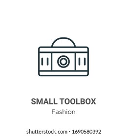 Icono de vector de esquema de caja de herramientas pequeña. Icono de caja de herramientas pequeña de línea delgada, ilustración de elemento simple vector plano del concepto de moda editable trazo aislado en fondo blanco