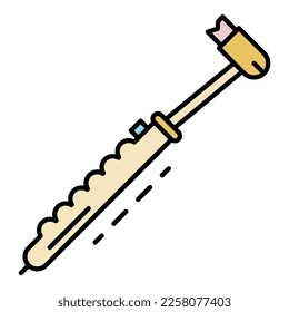 Small toothbrush icon. Outline small toothbrush vector icon color flat isolated on white