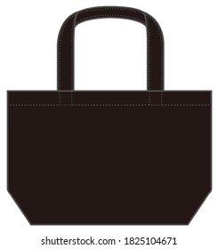 Small tote bag (ecobag , shopping bag) template vector illustration / black