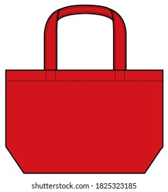 Small tote bag (ecobag , shopping bag) template vector illustration /red