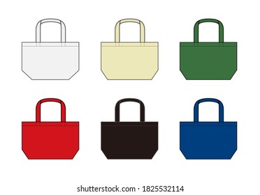 Small tote bag (ecobag , shopping bag) template vector illustration set