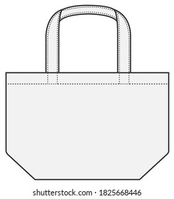 Small tote bag (ecobag , shopping bag) template vector illustration / white