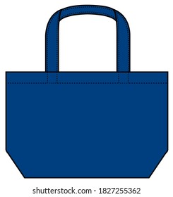 Small tote bag (ecobag , shopping bag) template vector illustration / blue