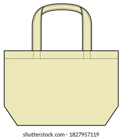 Small tote bag (ecobag , shopping bag) template vector illustration / natural