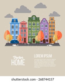 Small Town. Autumn. Rain.