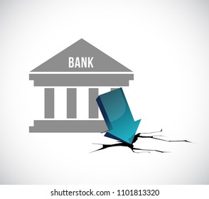 Small Town Bank depression Illustration. Vector Illustration. isolated over a white background