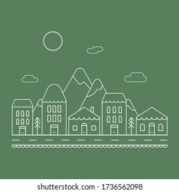 Una pequeña ciudad. Ilustración vectorial. Excelente para imprimir.