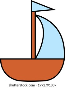 Small toy boat, illustration, on a white background.