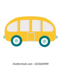 A small toy car. Simple color vector illustration. Decoration for children