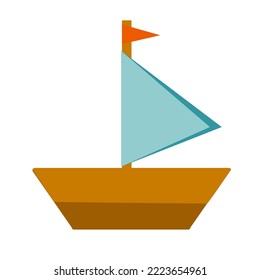 Small toy ship. Simple color vector illustration. Decoration for children's room