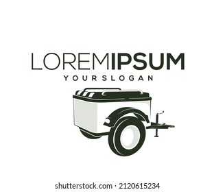 silueta de diseño del logotipo de la caja de remolques pequeña